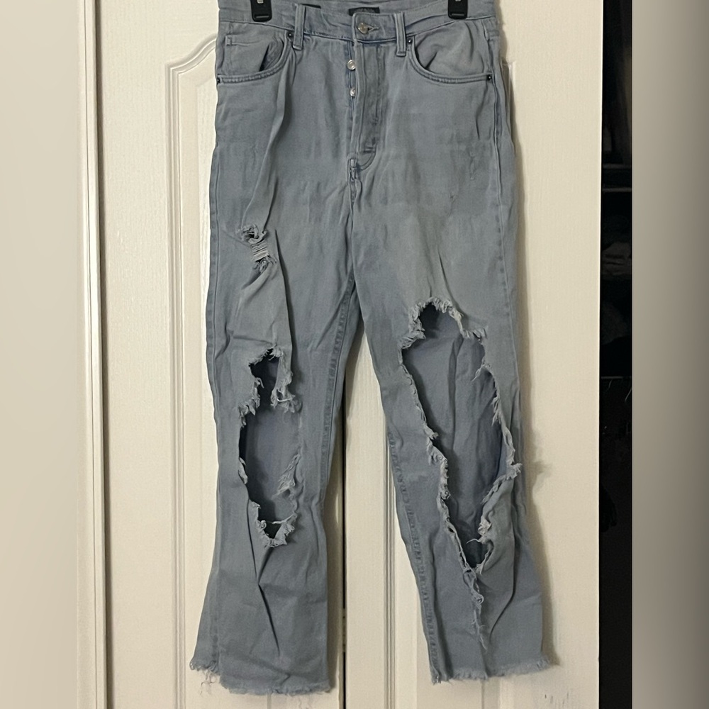 Wild Fable Light Gray Distressed Straight Leg Jeans